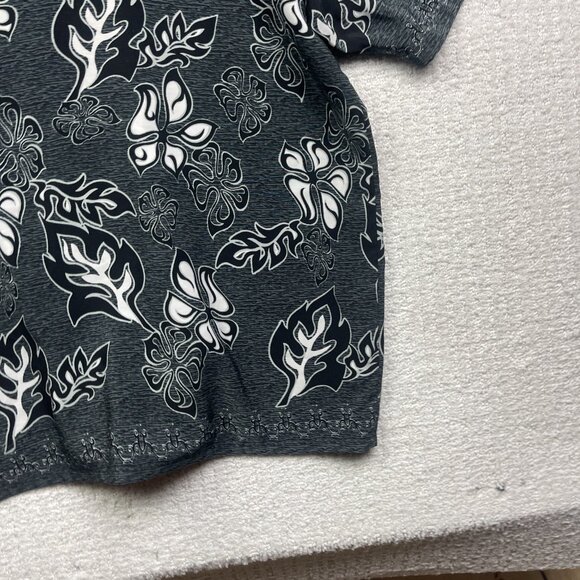 Y2K 725 Originals Mens L Hawaiian Tribal Print Button up Shirt Grey / Black - Picture 14 of 15